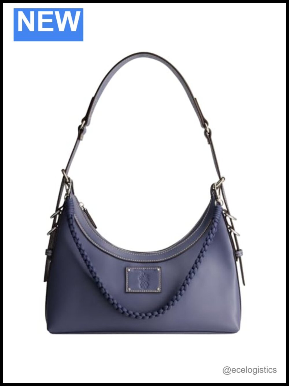 Women's Zip-Top Hobo Handbag with Adjustable Shoulder Strap, Braided Accent